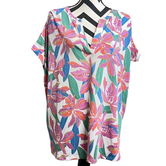 Lane Bryant Colorful Bloomcore Floral Sz 18/20 Short-Sleeve Blouse - Picture 3 of 11